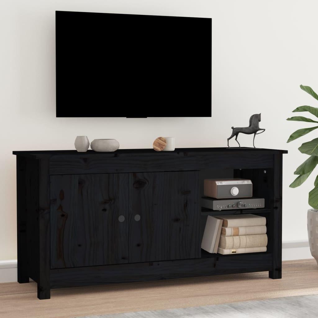 Tv-bord 103x36,5x52 cm massivt fyrretræ sort