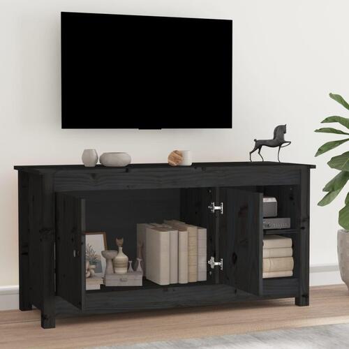Tv-bord 103x36,5x52 cm massivt fyrretræ sort