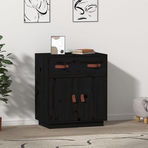 Skænk 65,5x40x75 cm massivt fyrretræ sort