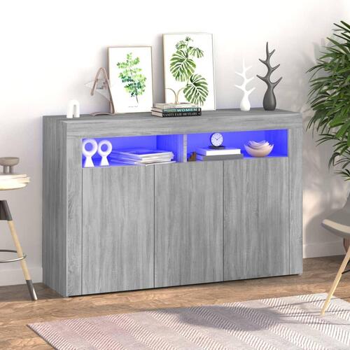 Skænk med LED-lys 115,5x30x75 cm grå sonoma-eg