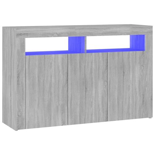 Skænk med LED-lys 115,5x30x75 cm grå sonoma-eg