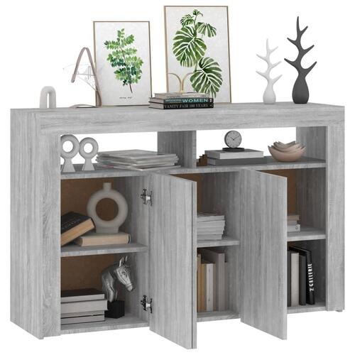 Skænk med LED-lys 115,5x30x75 cm grå sonoma-eg