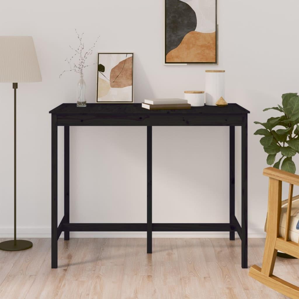 Barbord 140x80x110 cm massivt fyrretræ sort