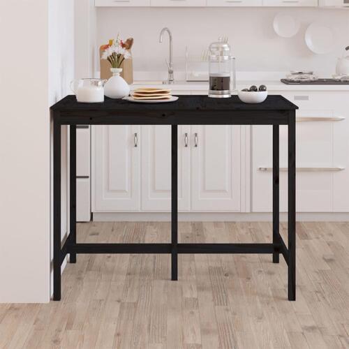 Barbord 140x80x110 cm massivt fyrretræ sort