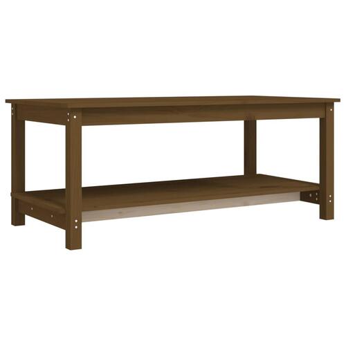 Sofabord 110x55x45 cm massivt fyrretræ gyldenbrun