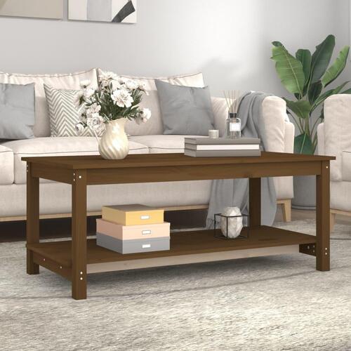 Sofabord 110x55x45 cm massivt fyrretræ gyldenbrun