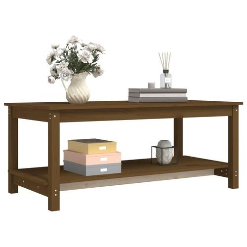 Sofabord 110x55x45 cm massivt fyrretræ gyldenbrun