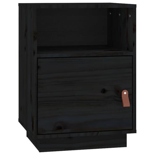 Sengebord 40x34x55 cm massivt fyrretræ sort