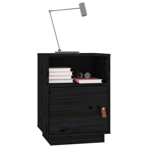 Sengebord 40x34x55 cm massivt fyrretræ sort