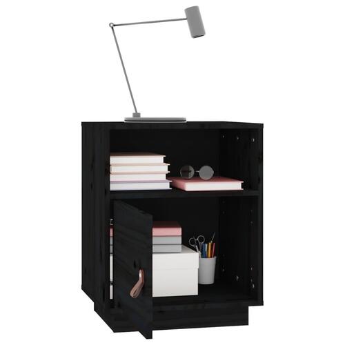 Sengebord 40x34x55 cm massivt fyrretræ sort