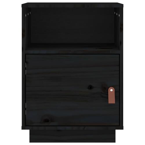 Sengebord 40x34x55 cm massivt fyrretræ sort