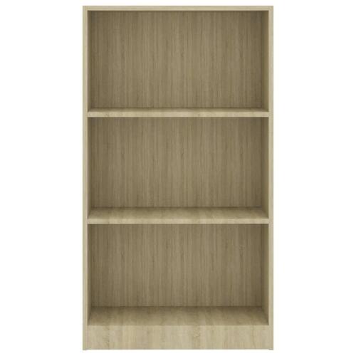 Bogreol med 3 hylder 60x24x109 cm konstrueret træ sonoma-eg