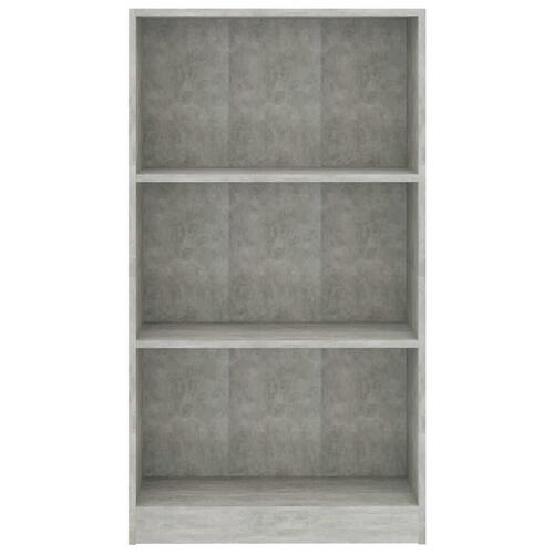 Bogreol med 3 hylder 60x24x109 cm konstrueret træ betongrå