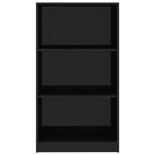 Bogreol med 3 hylder 60x24x109 cm konstrueret træ sort højglans