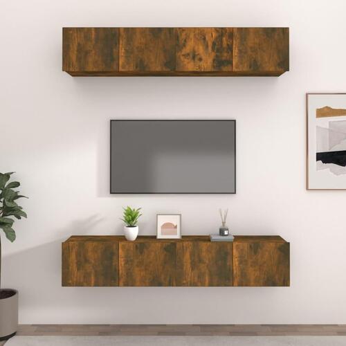 Tv-skabe 4 stk. 80x30x30 cm konstrueret træ røget egetræ