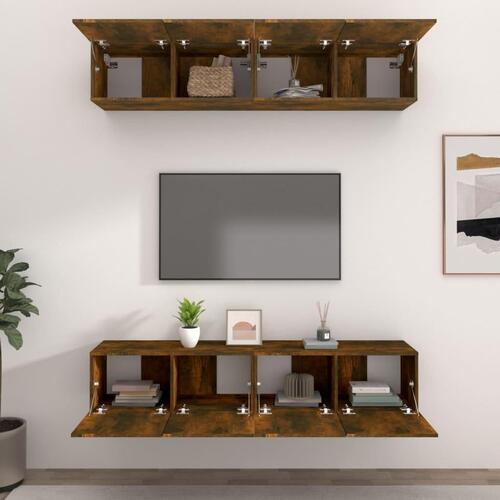 Tv-skabe 4 stk. 80x30x30 cm konstrueret træ røget egetræ