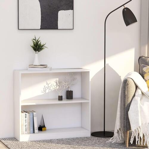Bogreol 80x24x75 cm konstrueret træ hvid