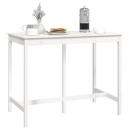 Barbord 140x80x110 cm massivt fyrretræ hvid