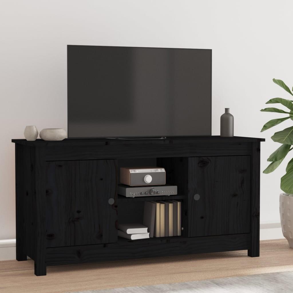 Tv-bord 103x36,5x52 cm massivt fyrretræ sort