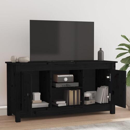 Tv-bord 103x36,5x52 cm massivt fyrretræ sort