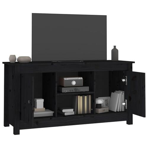 Tv-bord 103x36,5x52 cm massivt fyrretræ sort