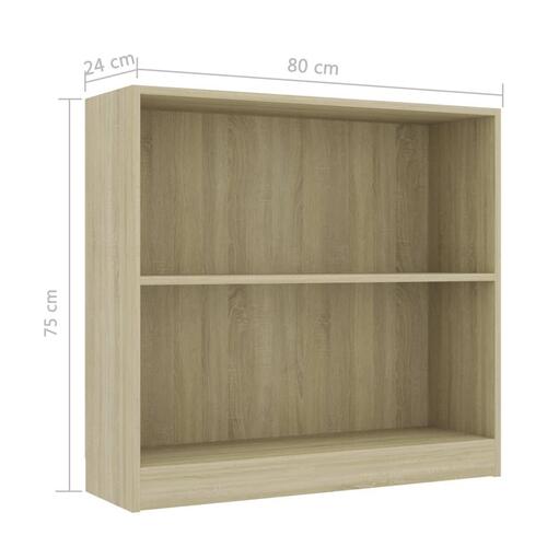 Bogreol 80 x 24 x 75 cm spånplade sonoma-eg