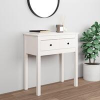 Konsolbord 70x35x75 cm massivt fyrretræ hvid