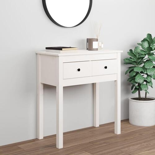 Konsolbord 70x35x75 cm massivt fyrretræ hvid