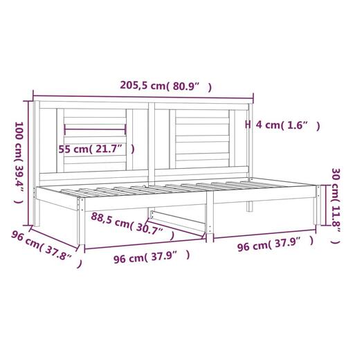 Daybed 90x200 cm massivt fyrretræ grå