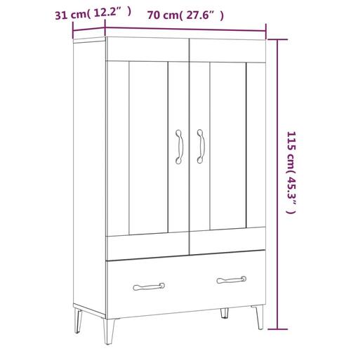 Skab 70x31x115 cm konstrueret træ røget egetræsfarve