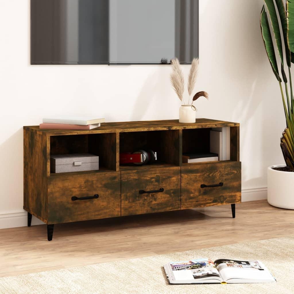 Tv-bord 102x35x50 cm konstrueret træ røget egetræsfarve