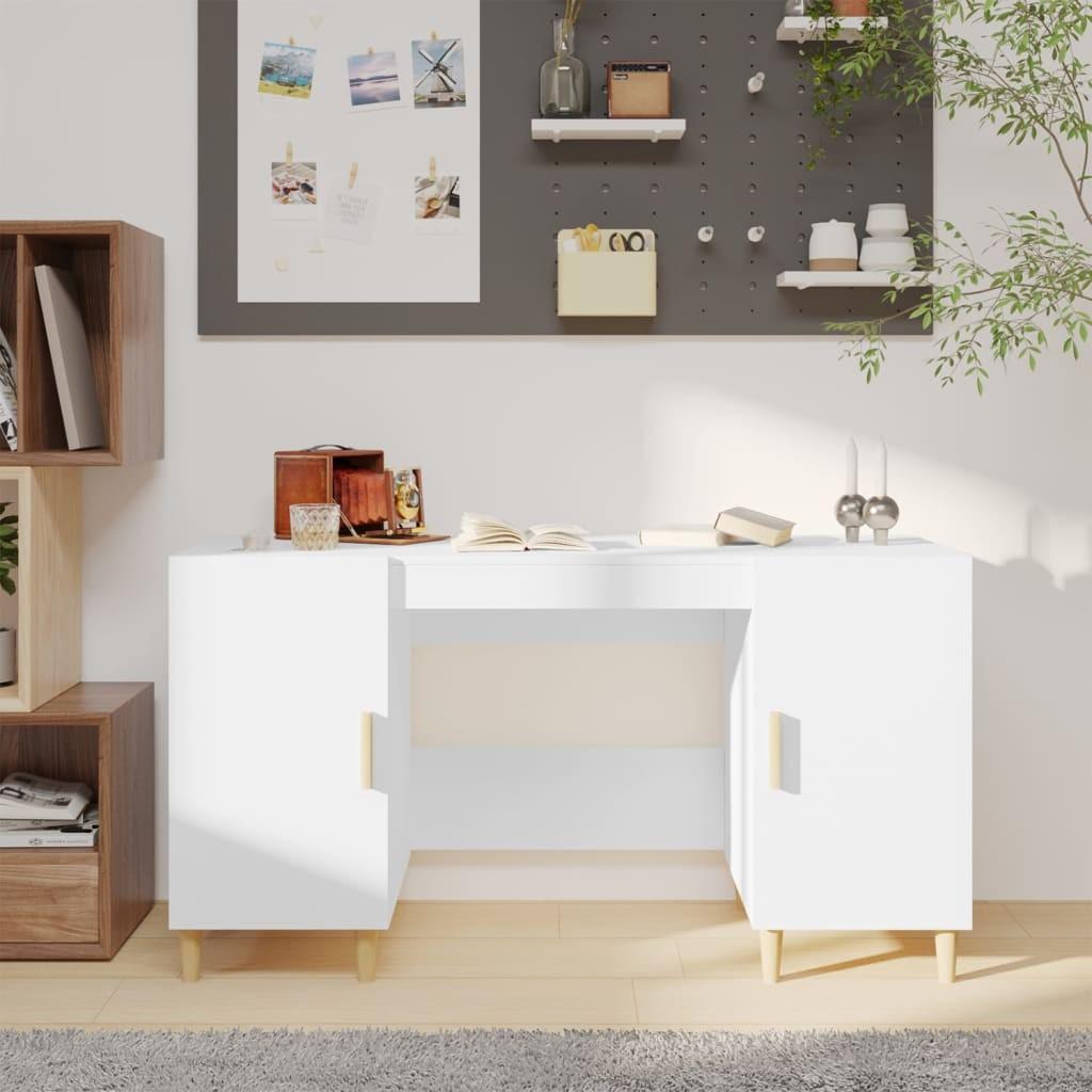 Skrivebord 140x50x75 cm konstrueret træ hvid