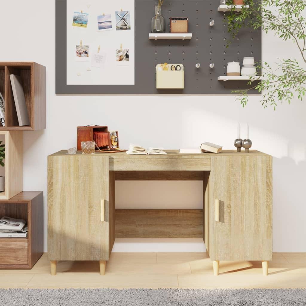 Skrivebord 140x50x75 cm konstrueret træ sonoma-eg