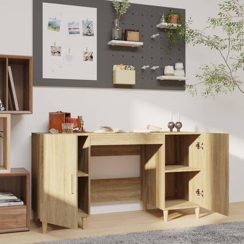 Skrivebord 140x50x75 cm konstrueret træ sonoma-eg