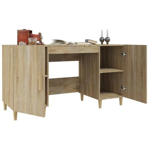 Skrivebord 140x50x75 cm konstrueret træ sonoma-eg
