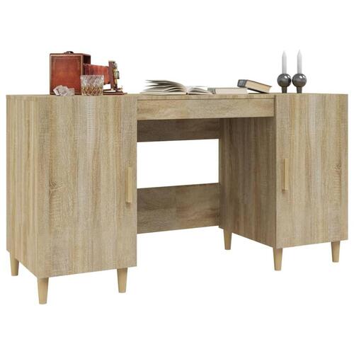 Skrivebord 140x50x75 cm konstrueret træ sonoma-eg