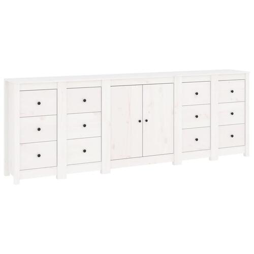 Skænk 230x35x80 cm massivt fyrretræ hvid