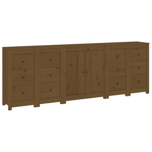 Skænk 230x35x80 cm massivt fyrretræ gyldenbrun