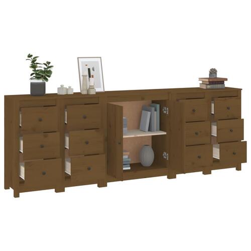 Skænk 230x35x80 cm massivt fyrretræ gyldenbrun