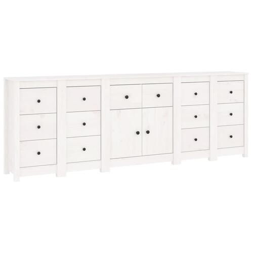 Skænk 230x35x80 cm massivt fyrretræ hvid