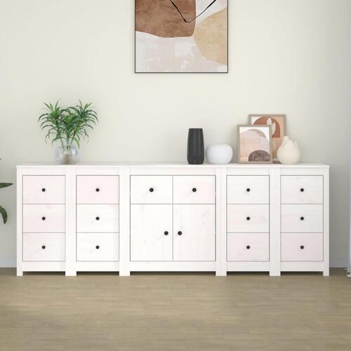 Skænk 230x35x80 cm massivt fyrretræ hvid