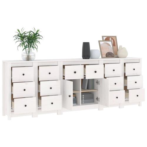 Skænk 230x35x80 cm massivt fyrretræ hvid
