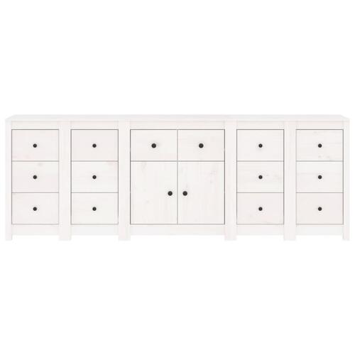 Skænk 230x35x80 cm massivt fyrretræ hvid