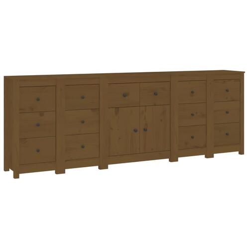 Skænk 230x35x80 cm massivt fyrretræ gyldenbrun