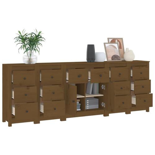 Skænk 230x35x80 cm massivt fyrretræ gyldenbrun