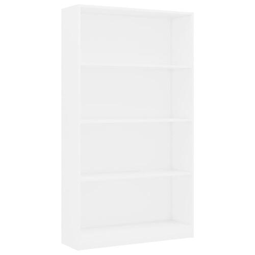 Bogreol med 4 hylder 80x24x142 cm konstrueret træ hvid
