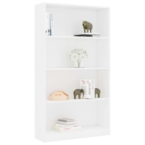 Bogreol med 4 hylder 80x24x142 cm konstrueret træ hvid