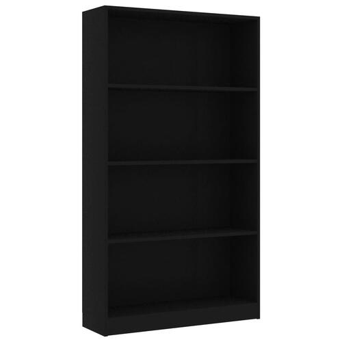 Bogreol med 4 hylder 80x24x142 cm konstrueret træ sort