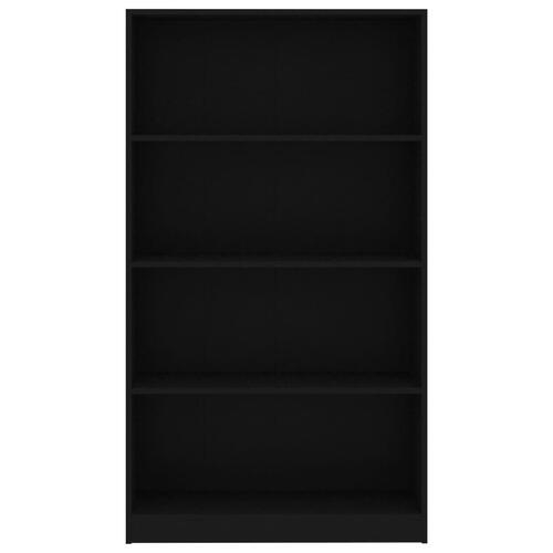 Bogreol med 4 hylder 80x24x142 cm konstrueret træ sort