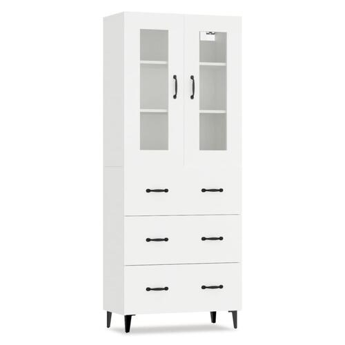Højskab 69,5x34x180 cm konstrueret træ hvid